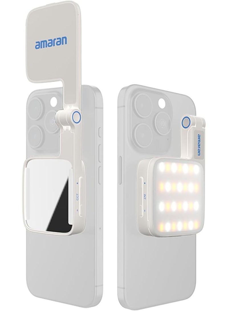 AMARAN Magnetic LED Phone Light Compatible with MagSafe Mini Phone Light,Rechargeable Portable Mirror LED Phone Light for Selfie,Makeup,Video Conference,TikTok,Compatible with iPhone&Android (White) - Image 1